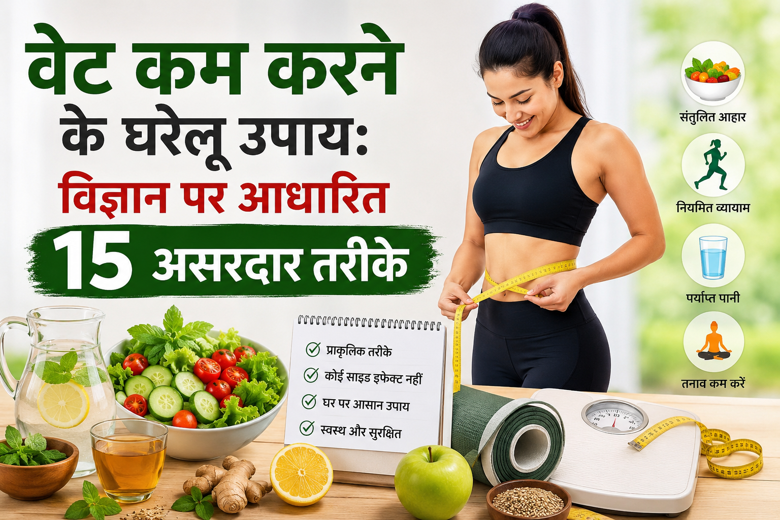 वेट कम करने के घरेलू उपाय – स्वस्थ भोजन और ताज़े फल